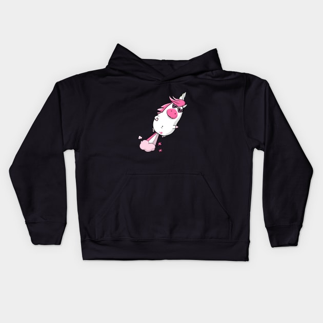 Unicorn with natural propulsion Kids Hoodie by TomiAx